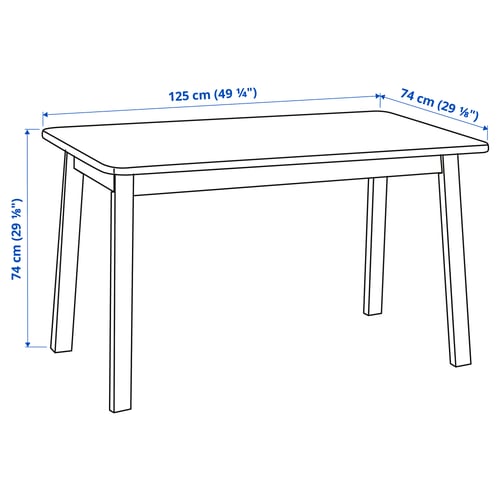 NORRÅKER Table, bouleau, 125x74 cm