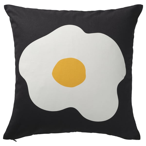 ÖGONLOCKSMAL Housse de coussin, noir/blanc, 50x50 cm