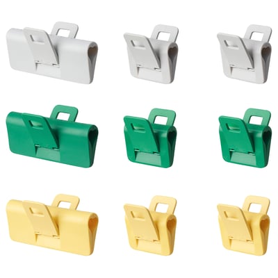 ÖRINGABBORRE Pince à sachet, lot de 9, multicolore