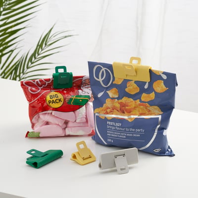 ÖRINGABBORRE Pince à sachet, lot de 9, multicolore