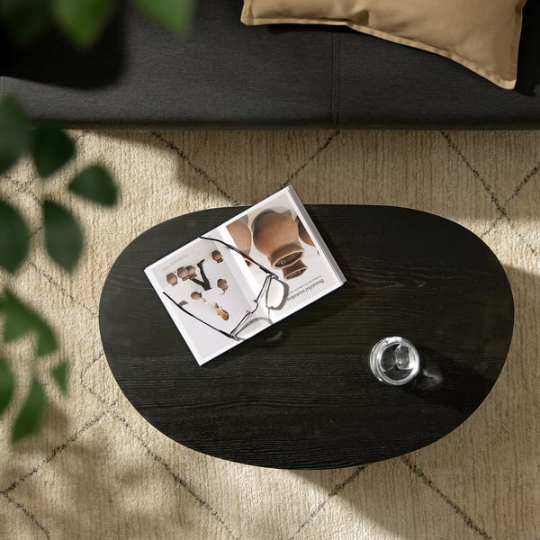 ÖRTRÄSK Table basse, noir plaqué frêne, 75x48 cm