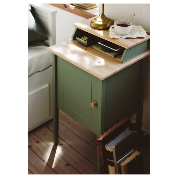 OLDERDALEN Table chevet, gris vert/pin, 47x43 cm