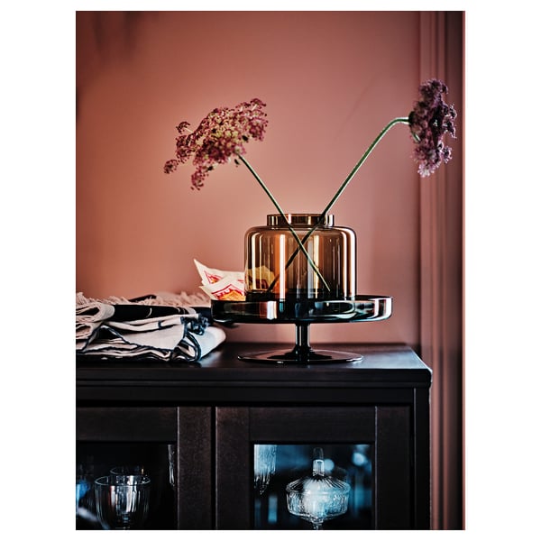OMBONAD Plat, verre gris, 29 cm