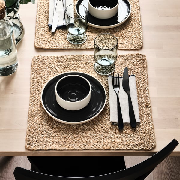 OMBONAD Set de table, jute tressée, 37x37 cm