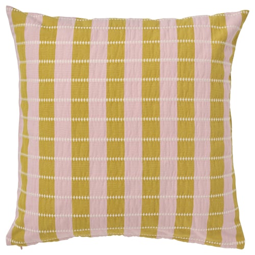 OMMJÄNGE Housse de coussin, rose/beige, 50x50 cm