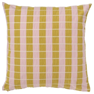 OMMJÄNGE Housse de coussin, rose/beige, 50x50 cm
