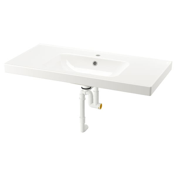 ORRSJÖN Vasque avec siphon, blanc, 102x49 cm
