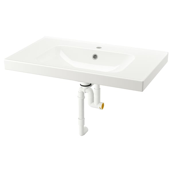 ORRSJÖN Vasque avec siphon, blanc, 82x49 cm