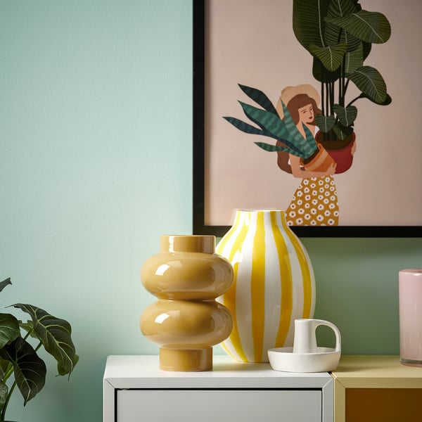 PÄRLHÄGG Vase, jaune-beige, 22 cm