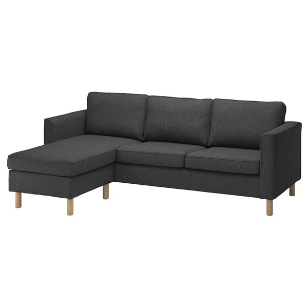PÄRUP Housse canapé 3 pl, avec méridienne/Gunnared gris foncé