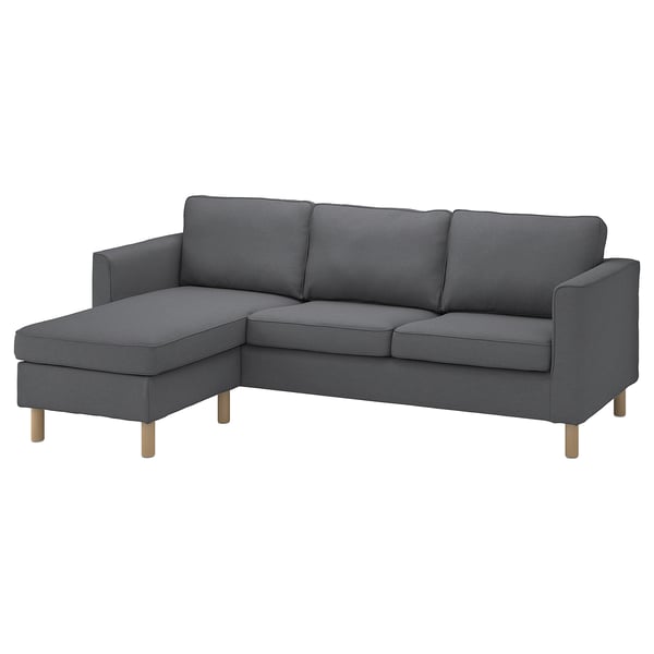 PÄRUP Housse canapé 3 pl, avec méridienne/Vissle gris