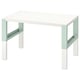PÅHL Bureau, hauteur réglable blanc/vert clair, 96x58 cm