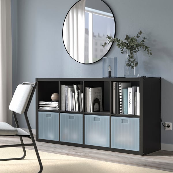 PANSARTAX Boîte de rangement avec couvercle, incolore bleu gris, 33x33x33 cm