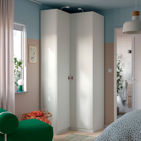 PAX / FORSAND Armoire d'angle, blanc/blanc, 111/88x236 cm