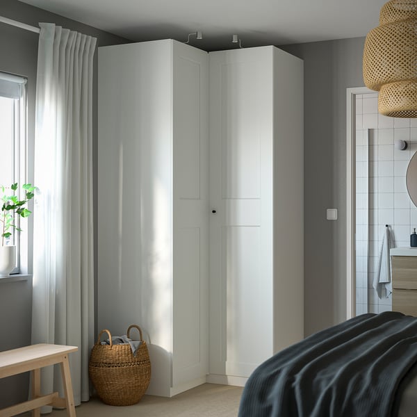 PAX / GRIMO Armoire d'angle, blanc/blanc, 110/110x236 cm