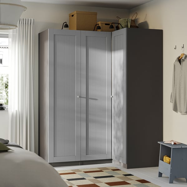 PAX / GULLABERG Armoire d'angle, gris foncé/gris, 161/111x201 cm