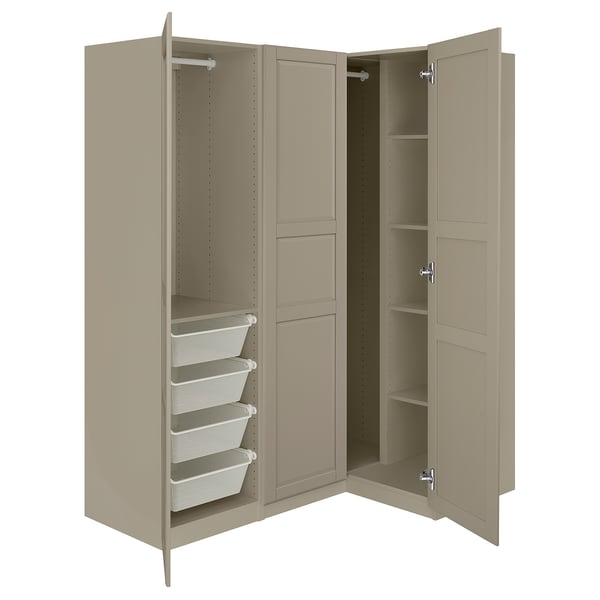 PAX / TYSSEDAL Armoire d'angle, gris-beige/gris-beige, 161/111x201 cm
