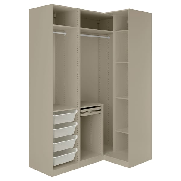 PAX / TYSSEDAL Armoire d'angle, gris-beige/gris-beige, 161/111x236 cm