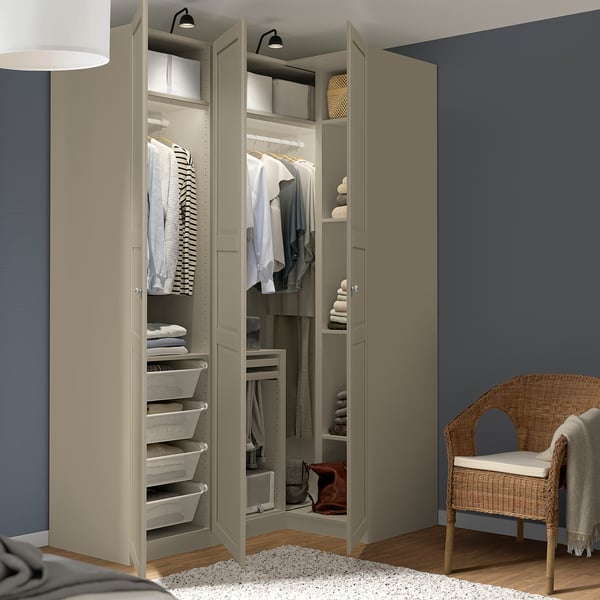 PAX / TYSSEDAL Armoire d'angle, gris-beige/gris-beige, 161/111x236 cm