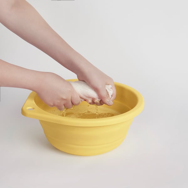 PEPPRIG Baquet à vaisselle, pliable/jaune, 27 cm