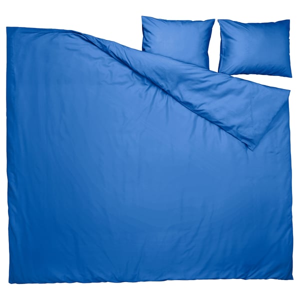 PILTANDVINGE Housse de couette et 2 taies, bleu, 240x220/50x60 cm