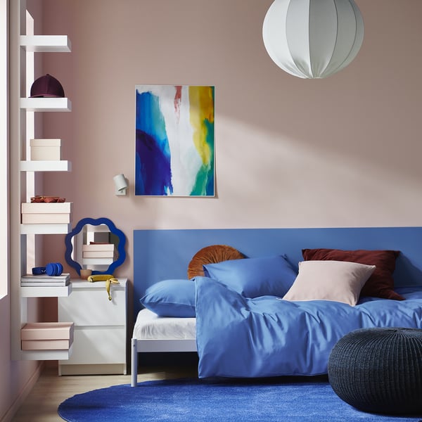 PILTANDVINGE Housse de couette et 2 taies, bleu, 240x220/50x60 cm
