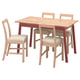 PINNTORP / PINNTORP Table et 4 chaises, teinté brun clair teinté rouge/Katorp teinté brun clair, 125 cm