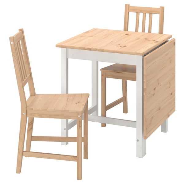 PINNTORP Table et 2 chaises, teinté brun clair teinté blanc/teinté brun clair, 67/124 cm