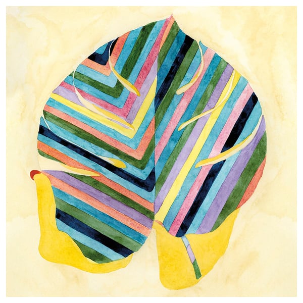 PJÄTTERYD Reproduction, feuille rayée, 90x90 cm