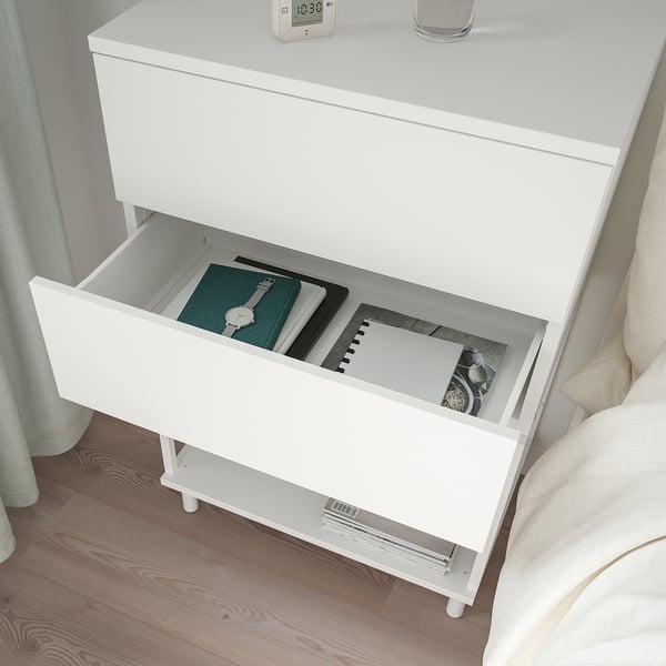PLATSA Commode 2 tiroirs, blanc/Fonnes, 60x42x93 cm