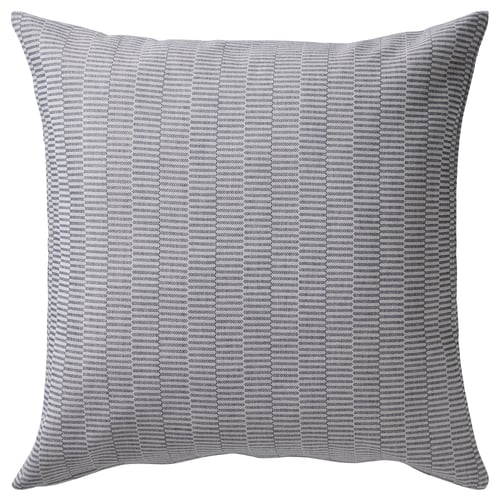 PLOMMONROS Housse de coussin, bleu foncé/blanc, 50x50 cm