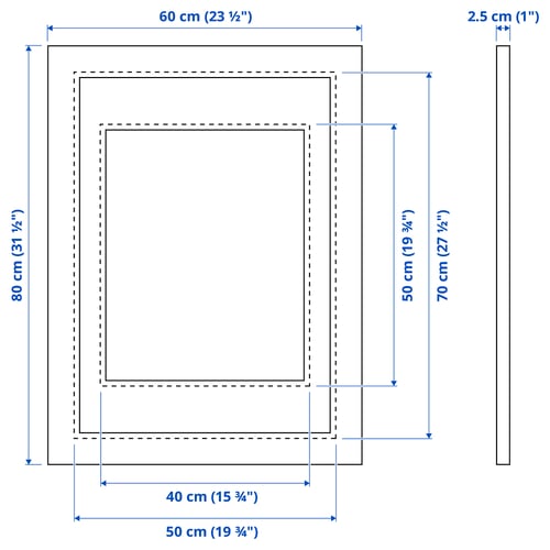 PLOMMONTRÄD Cadre, blanc effet pin teinté, 50x70 cm