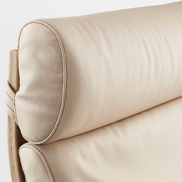 POÄNG Fauteuil à bascule, plaqué chêne blanchi/Glose coquille d'oeuf