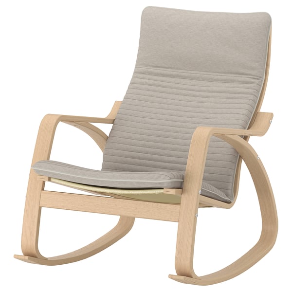 POÄNG Fauteuil à bascule, plaqué chêne blanchi/Knisa beige clair