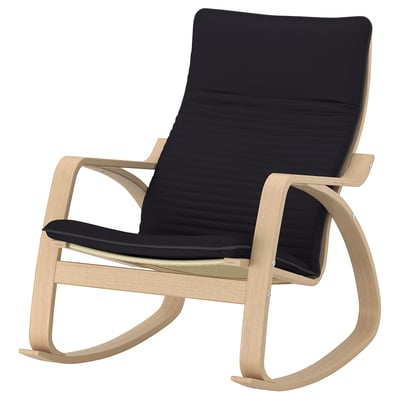 POÄNG Fauteuil à bascule, plaqué chêne blanchi/Knisa noir