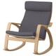 POÄNG Fauteuil à bascule, plaqué chêne blanchi/Skiftebo gris foncé