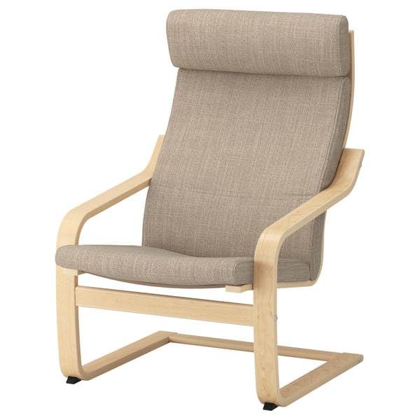 POÄNG Fauteuil avec repose-pieds, plaqué bouleau/Hillared beige