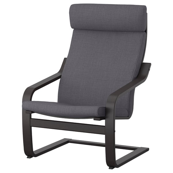 POÄNG Fauteuil, brun noir/Skiftebo gris foncé