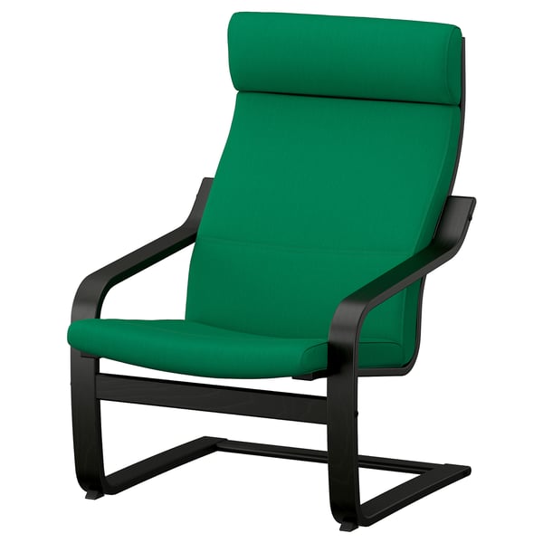 POÄNG Fauteuil, noir/Vissle vert profond