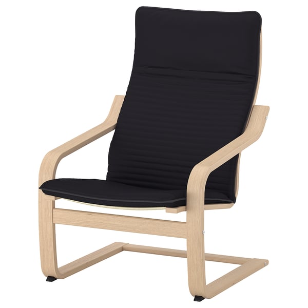 POÄNG Fauteuil, plaqué chêne blanchi/Knisa noir