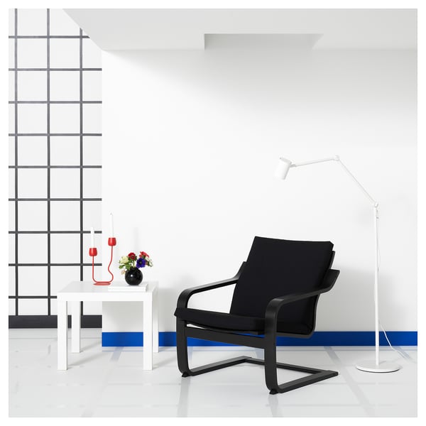 POÄNG Structure fauteuil, dossier bas, brun noir