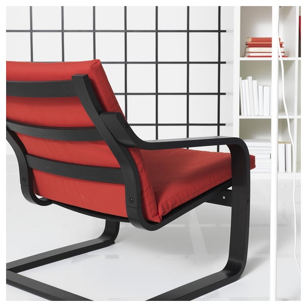 POÄNG Structure fauteuil, dossier bas, brun noir