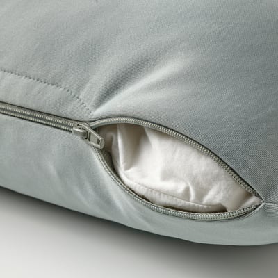 PUCKELMAL Housse de coussin, gris clair-turquoise, 50x50 cm