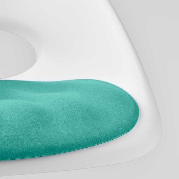 PYNTEN Coussin pour chaise bureau enfant, turquoise, 33x32 cm