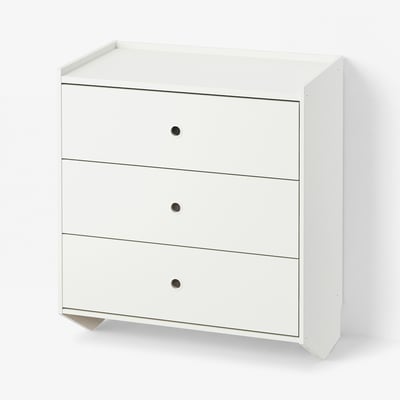 RACKNÄS Commode 3 tiroirs, blanc/fixation murale, 69x78 cm