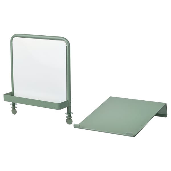 RELATERA Tablette + tableau blanc, lot de 2, gris-vert clair