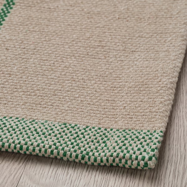 RIDSTIG Tapis tissé à plat, blanc cassé/vert, 133x195 cm