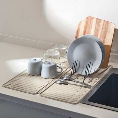 RINNIG Tapis séchage vaisselle, beige, 51x42 cm