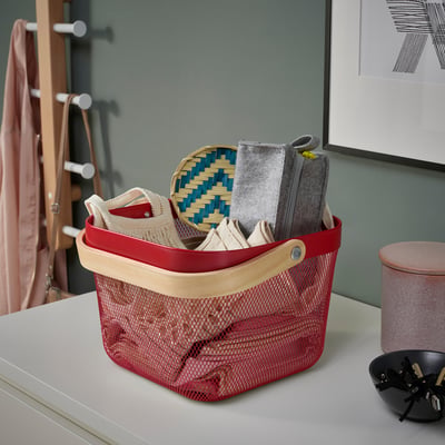 RISATORP Panier, rouge vif, 25x26x18 cm