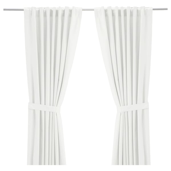 RITVA Rideaux+embrasses, 2 pcs, blanc/ruflette, 145x300 cm